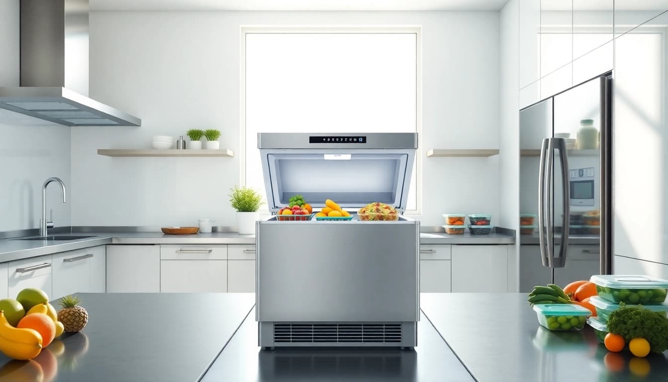 Maximize kitchen efficiency with a modern Freezer showcasing fresh ingredients.