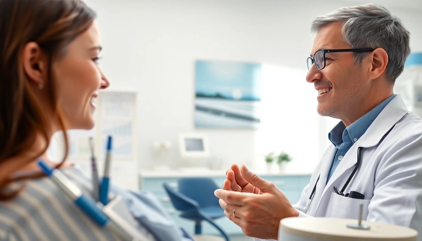 Orthodontist Edmonton providing care to a patient in a bright, modern dental clinic.
