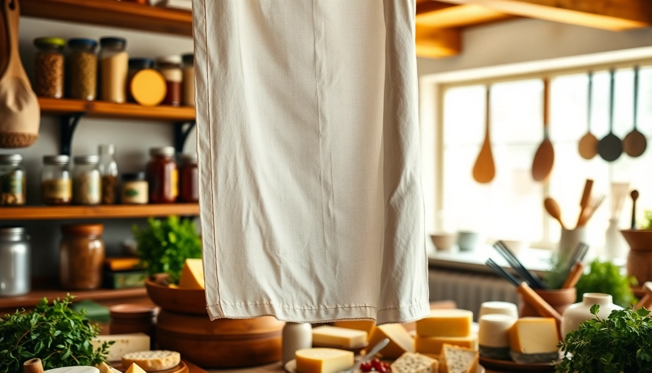 Gebruik een kaasdoek voor het maken van heerlijke kazen in een ambachtelijke keuken.