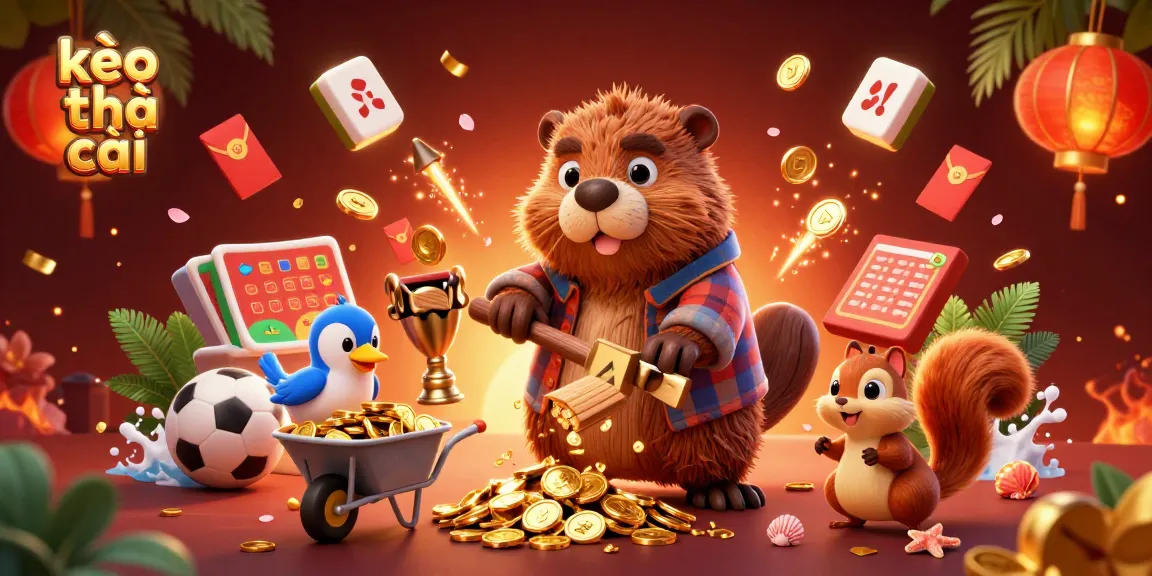 Experience kèo nhà cái with dynamic sports elements and charming characters in a vibrant 3D casino scene.