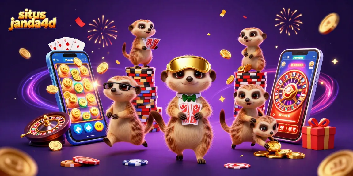 Permainan kasino yang menarik di situs janda4d dengan karakter meerkat yang ceria.
