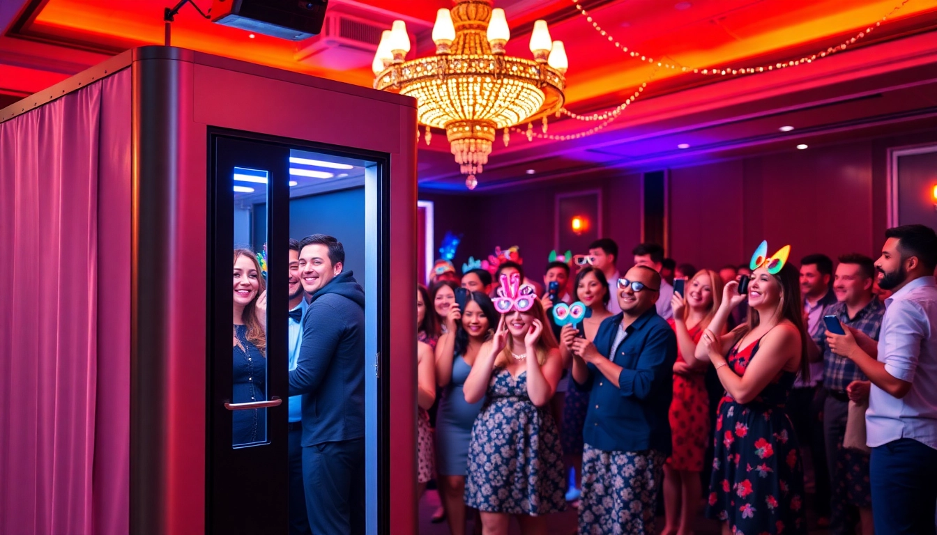 Capture moments at a lively photo booth chicago setup with guests enjoying their time.