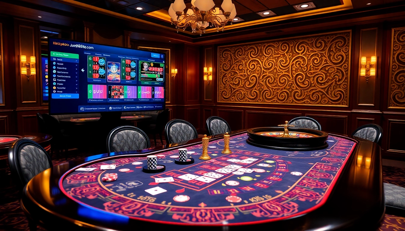 Experience thrilling gaming at https://jun88site.com/ with luxurious cards, chips, and a vibrant casino atmosphere.