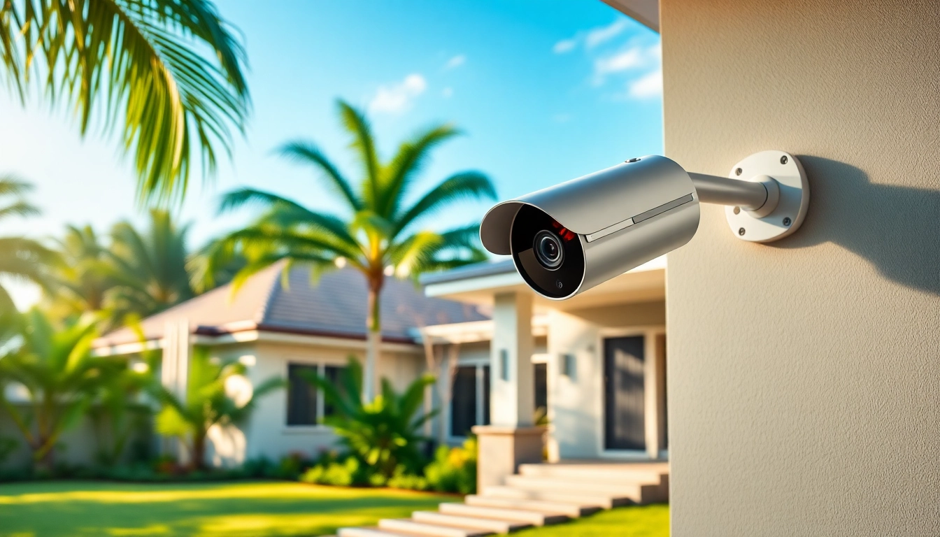 Cámaras de seguridad instaladas en una casa moderna en Costa Rica, mostrando tecnología avanzada en un entorno tropical.