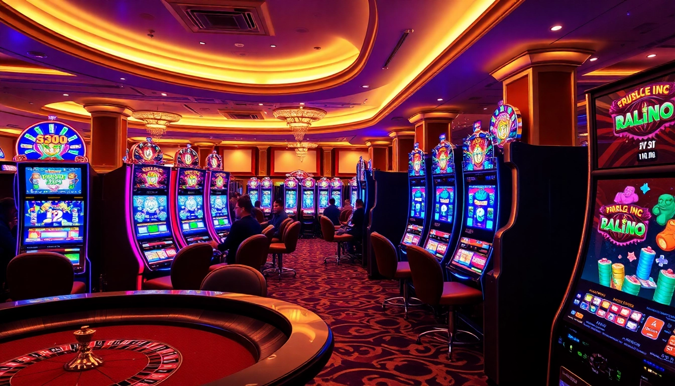 Engaged players enjoying a pragmatic slot machine game in a vibrant casino environment.