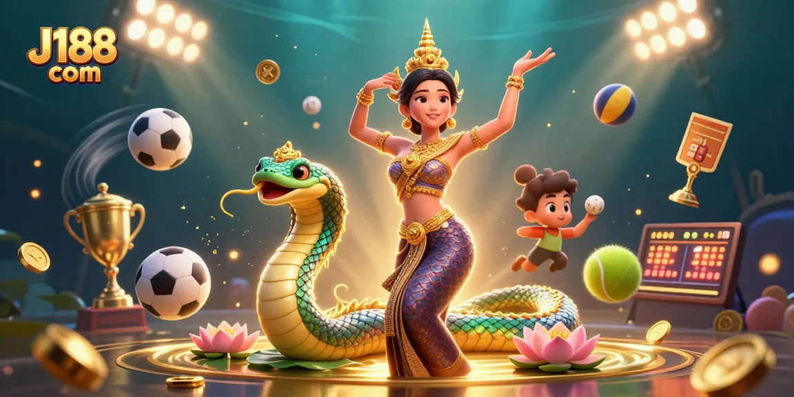 Engage and win at J188 com with dynamic sports betting illustration featuring vibrant characters and action.