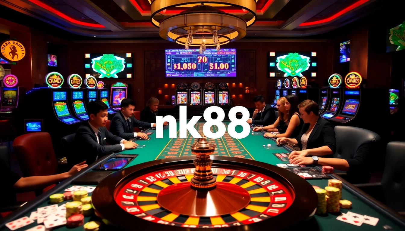 Experience the thrill of gambling with nk88 at a vibrant casino gaming table.