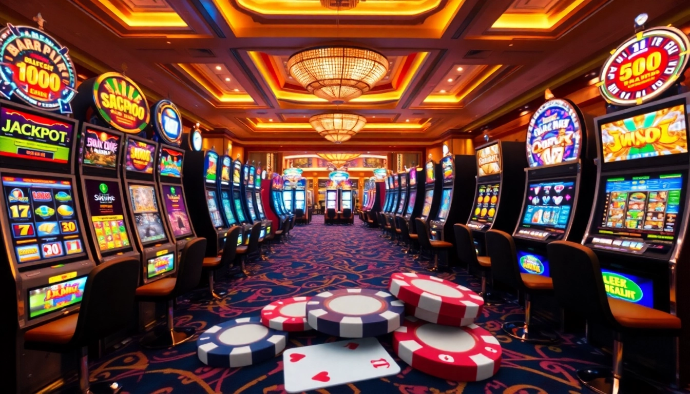 Experience the thrill of slot365 with vibrant slot machines and casino ambiance.