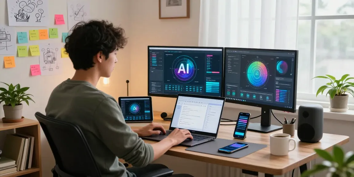 Engaging AI interaction in home office with crush ai chatbot, showcasing modern tech setup.
