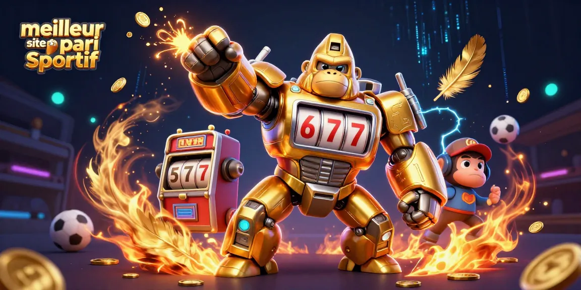Pariez sur le meilleur site de pari sportif avec une illustration de gorille mech en action!