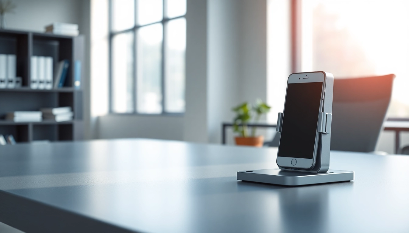 Phonelocker showcasing its sleek design in a modern office environment.