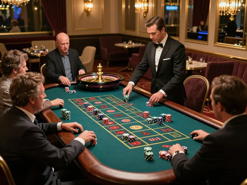 Players engaging with the roulette table at DH88 casino, showcasing vibrant colors and exciting action.