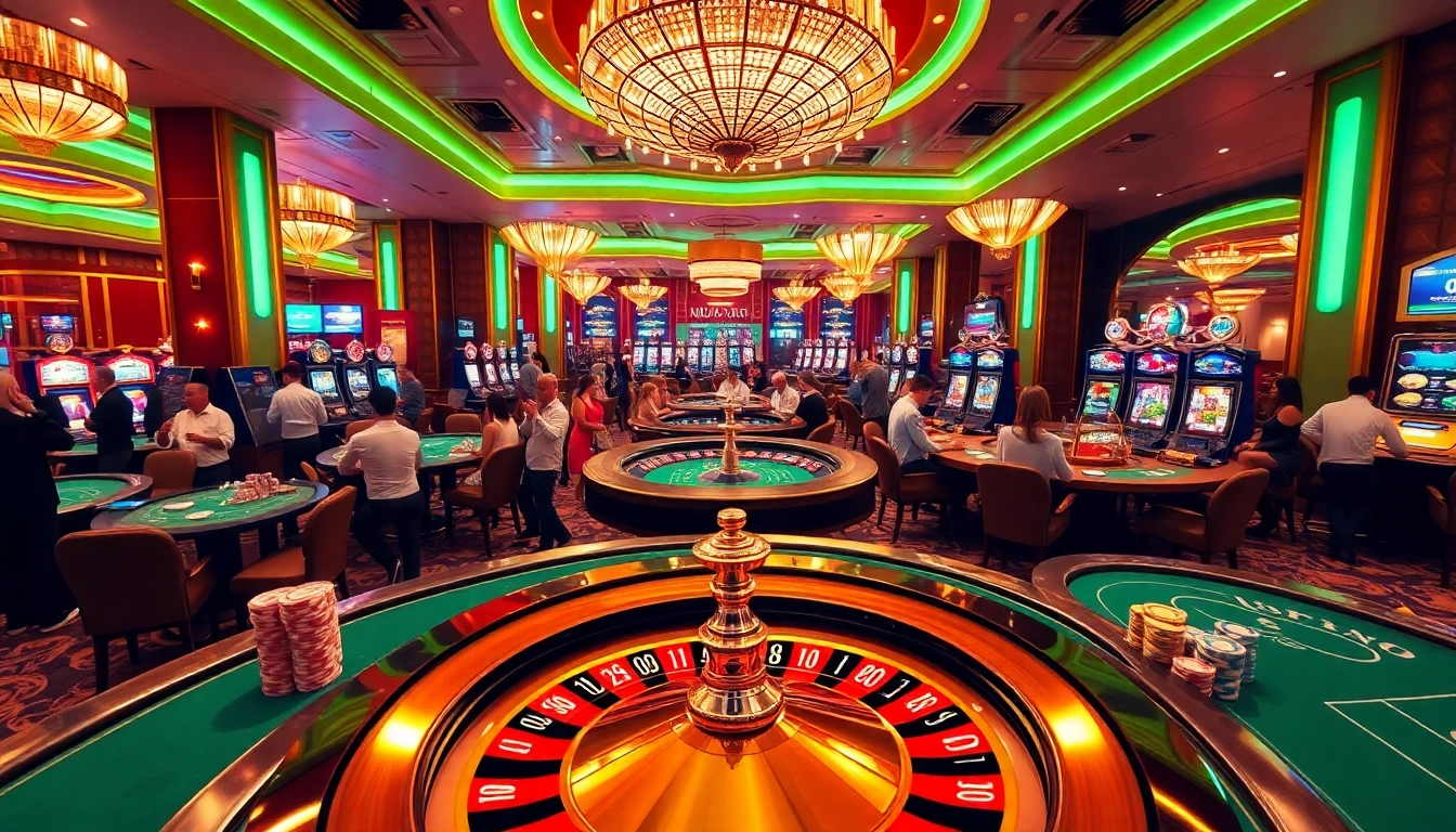 KPI4D players enjoying vibrant casino games at poker tables and roulette wheels