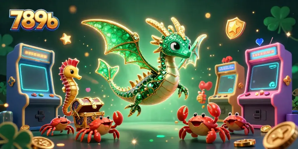 Engage with the exciting 789b casino world featuring a majestic sea dragon and vibrant gaming elements.