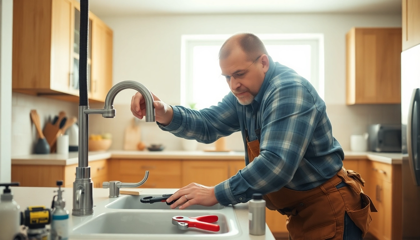 Experienced plumber near me providing reliable service in a modern kitchen setting.