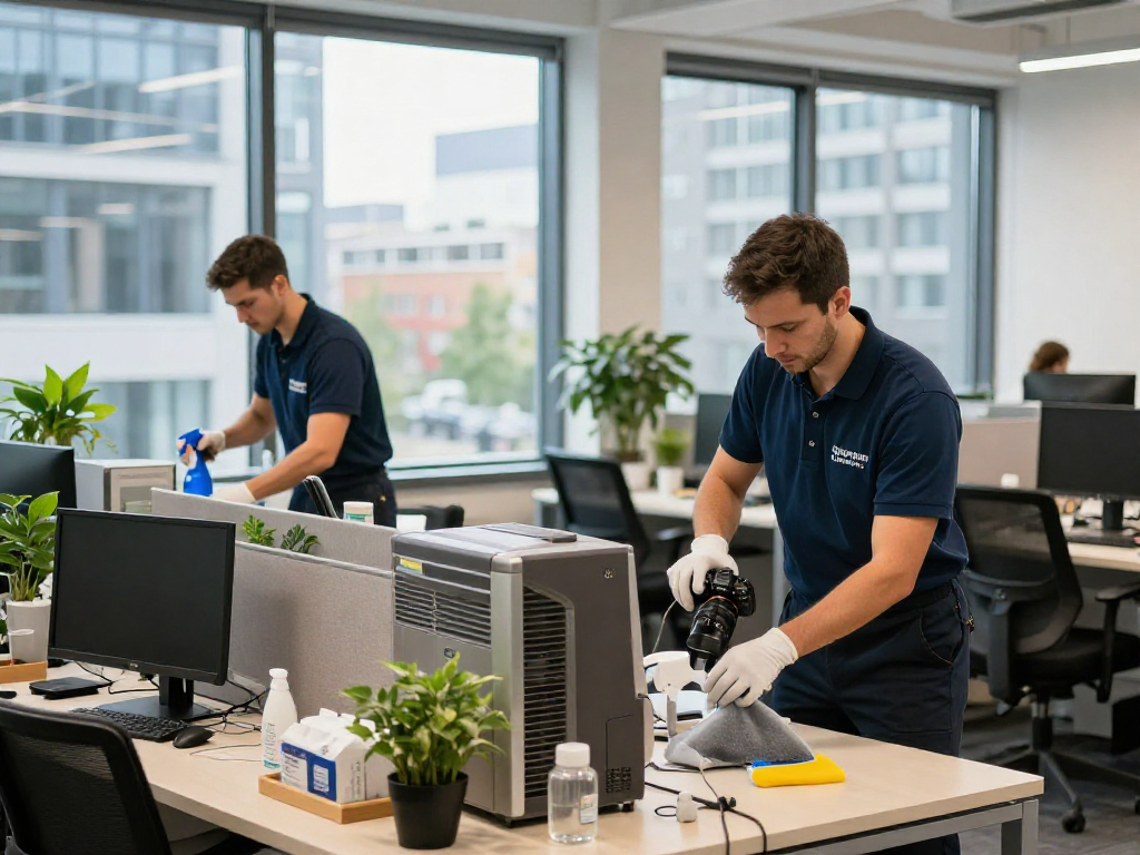 Reinigungsservice Dortmund: Professionelle Reinigungskräfte arbeiten in einem modernen Büro in Dortmund.