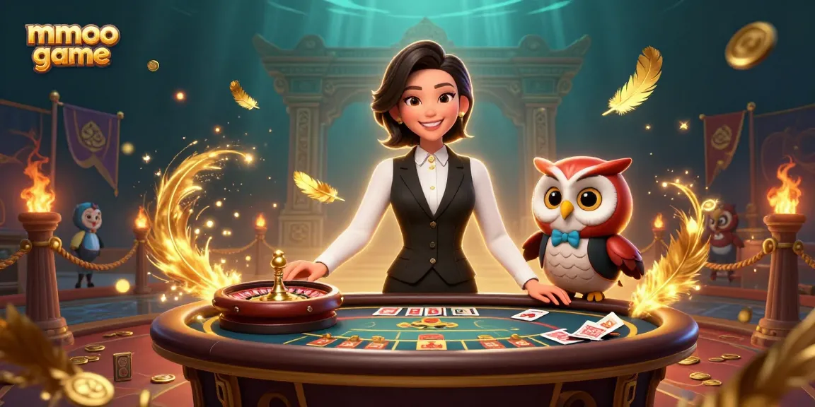 Experience the mmoo game with thrilling interactive casino gameplay featuring a charming dealer