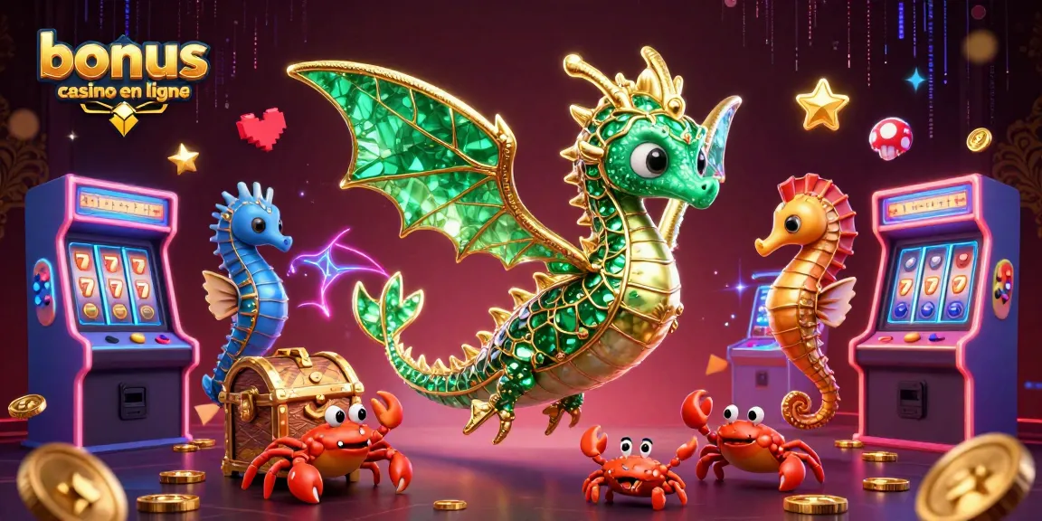Visuel captivant de bonus casino en ligne avec un dragon sous-marin et une opulence de jeu.