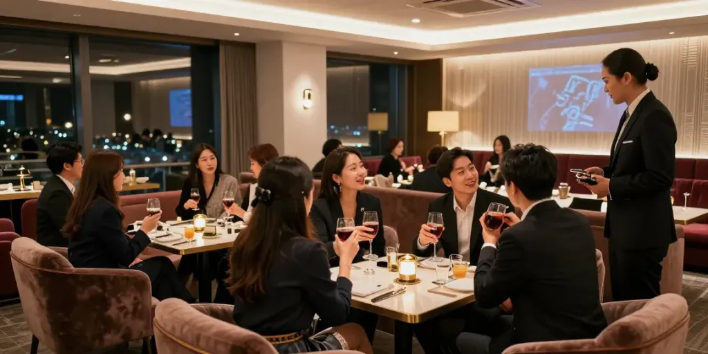 강남타이밍 쩜오에서 고급스럽고 쾌적한 유흥 공간을 즐기는 모습