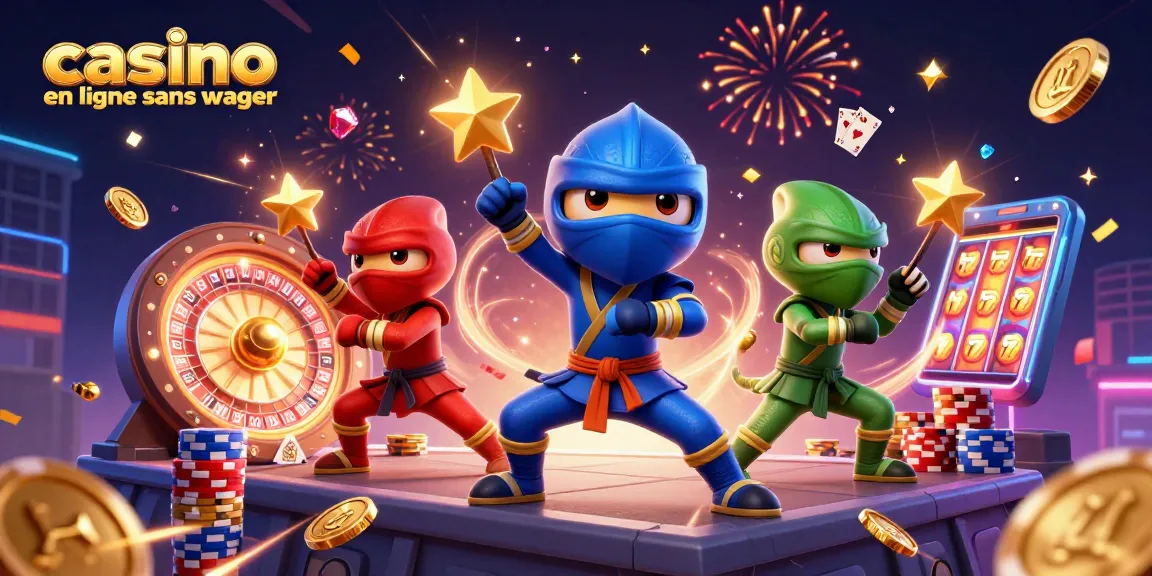Profitez des jeux de casino en ligne sans wager avec cette scène immersive illustrant des personnages colorés.