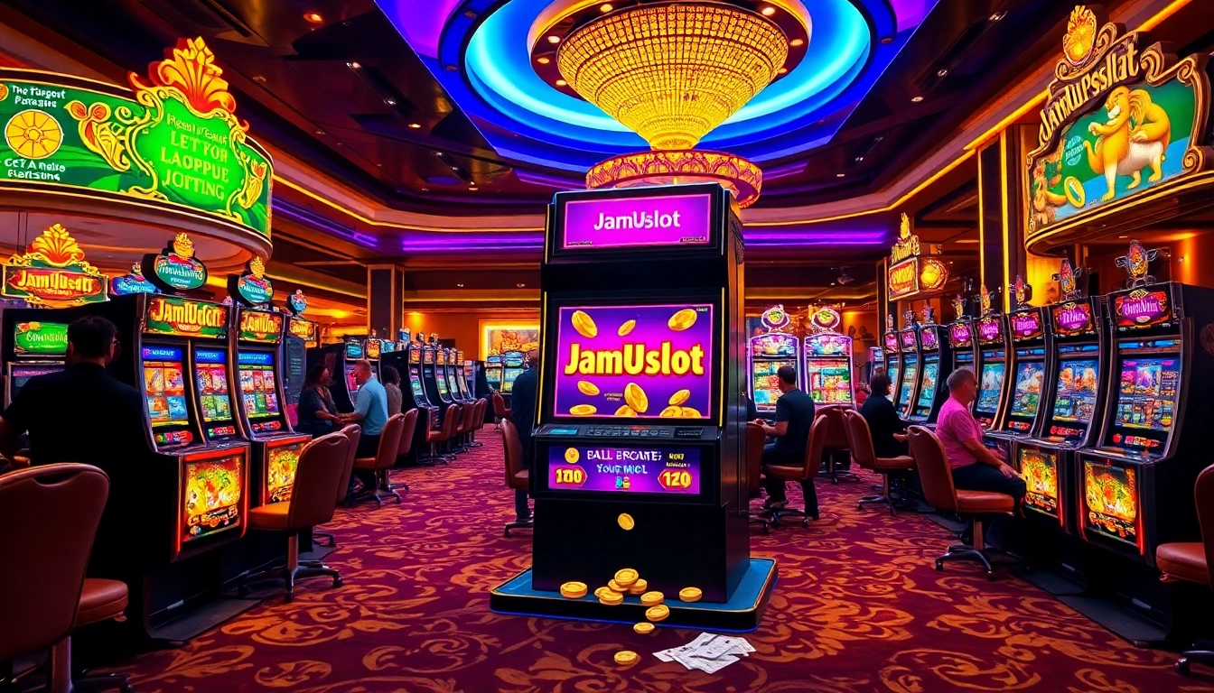 Experience JAmUslOt alternatif as players win big on colorful slot machines in a vibrant casino.
