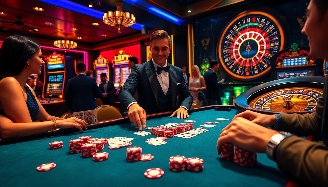 Experience the thrill of dinamit4d with vibrant poker chips and cards at a luxurious casino.