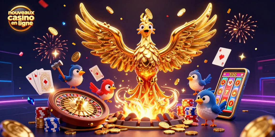 Découvrez les nouveaux casinos en ligne avec un phénix doré et des éléments de jeu captivants.