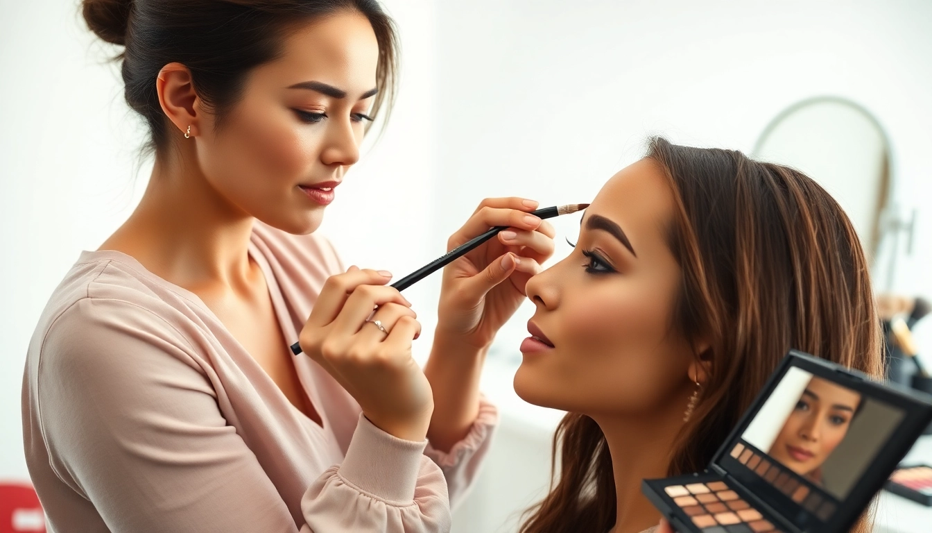 Using the skone cosmetics brow wand for precise brow styling and definition.