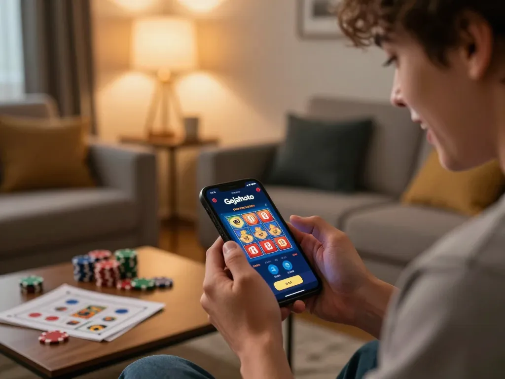 Engaged player exploring Gajah Toto mobile app features for online slots.
