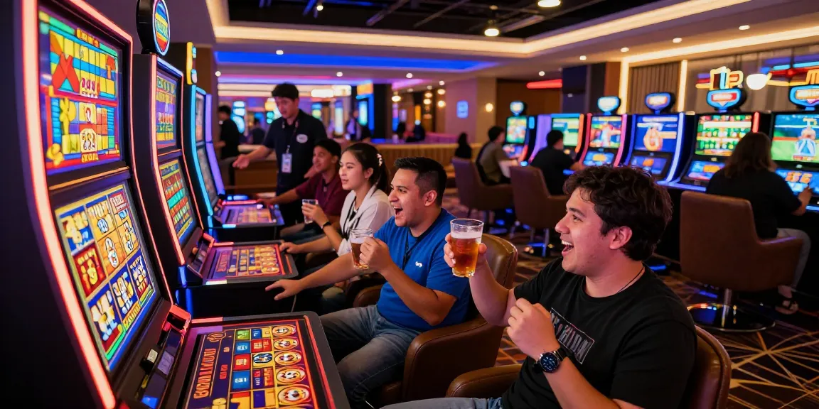 Exciting slot gacor machine being played in a vibrant casino atmosphere with players celebrating wins.
