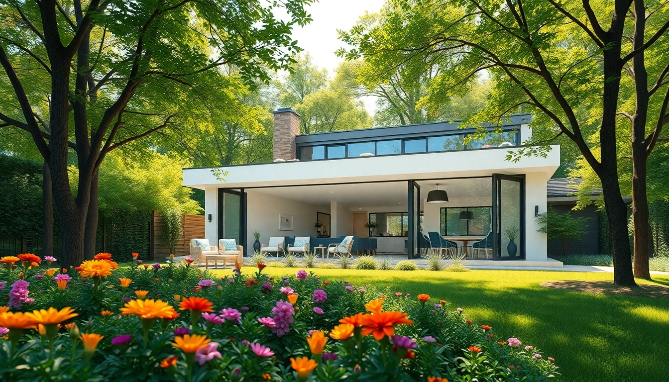 Contemporary Home Expansion featuring sleek design elements and vibrant landscaping in a warm setting.