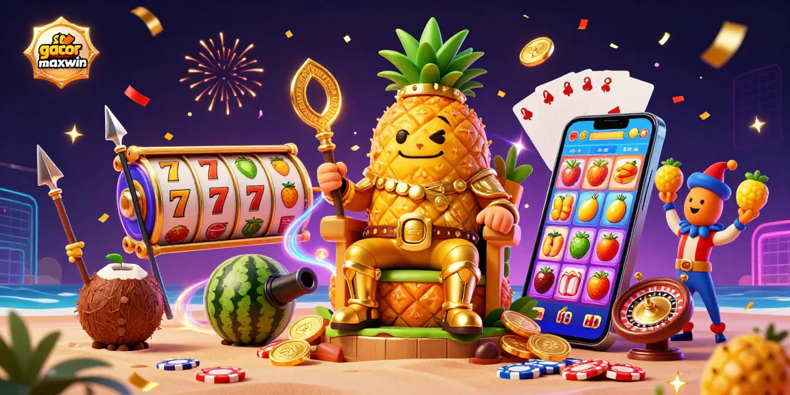 Experience thrilling wins with slot gacor maxwin in this vibrant 3D casino scene featuring festive characters.