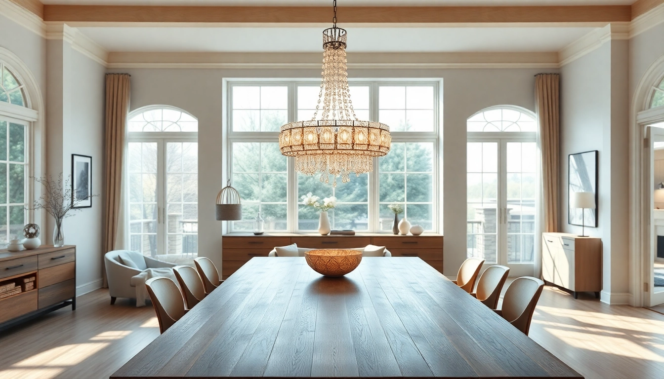 Add a stunning island chandelier above a dining table to enhance elegance and ambiance.