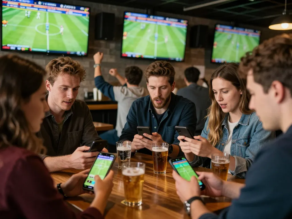 Bongdalu sports betting shared among friends with live football match excitement.