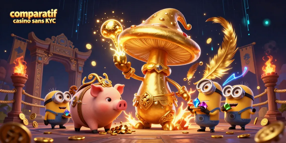 Vivez l'expérience d'un comparatif casino sans KYC avec un magicien et son cochon trésor.