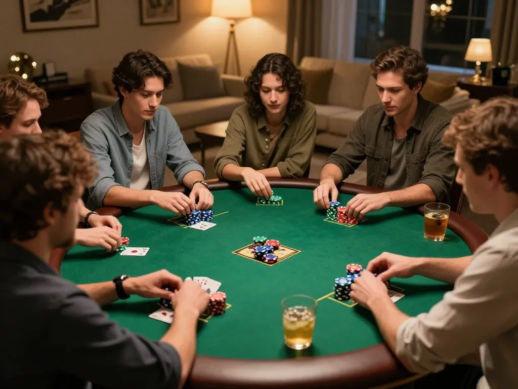 Engaged players at a KKWIN poker night, showcasing a lively game atmosphere.