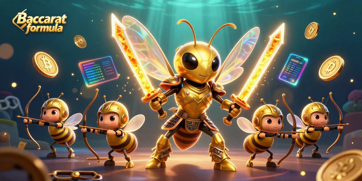 Engage in the Baccarat formula with a dynamic 3D scene of a samurai hornet commanding bee archers.