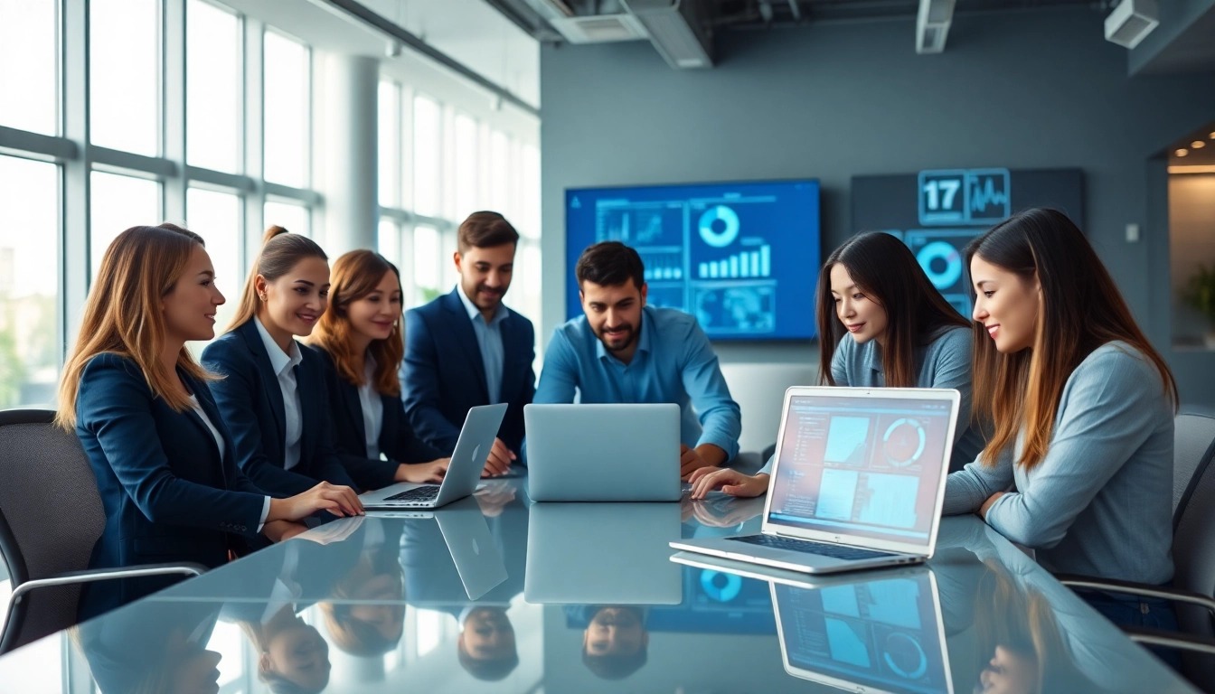 Providing managed IT services Lakeland with a dedicated team collaborating in a modern office.
