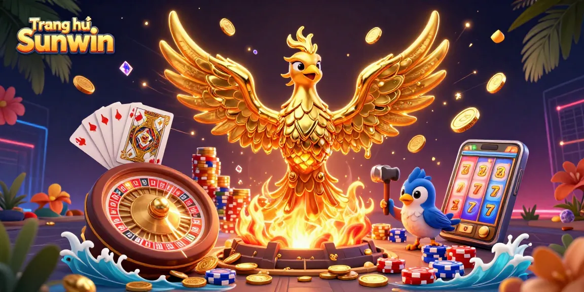 Engage with Trang chủ Sunwin's vibrant gaming realm featuring molten phoenix and casino elements.