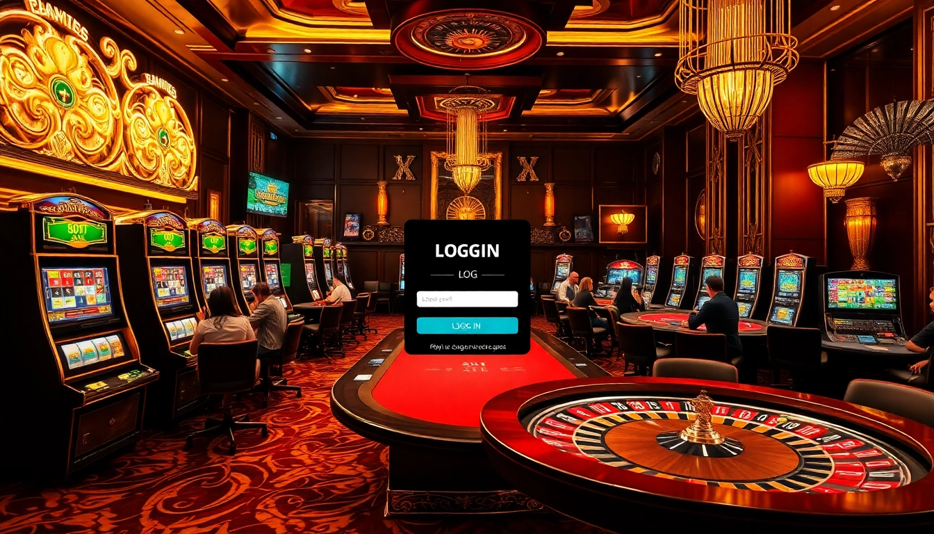 Experience the thrill of logging in to a luxurious casino filled with vibrant games and excitement.