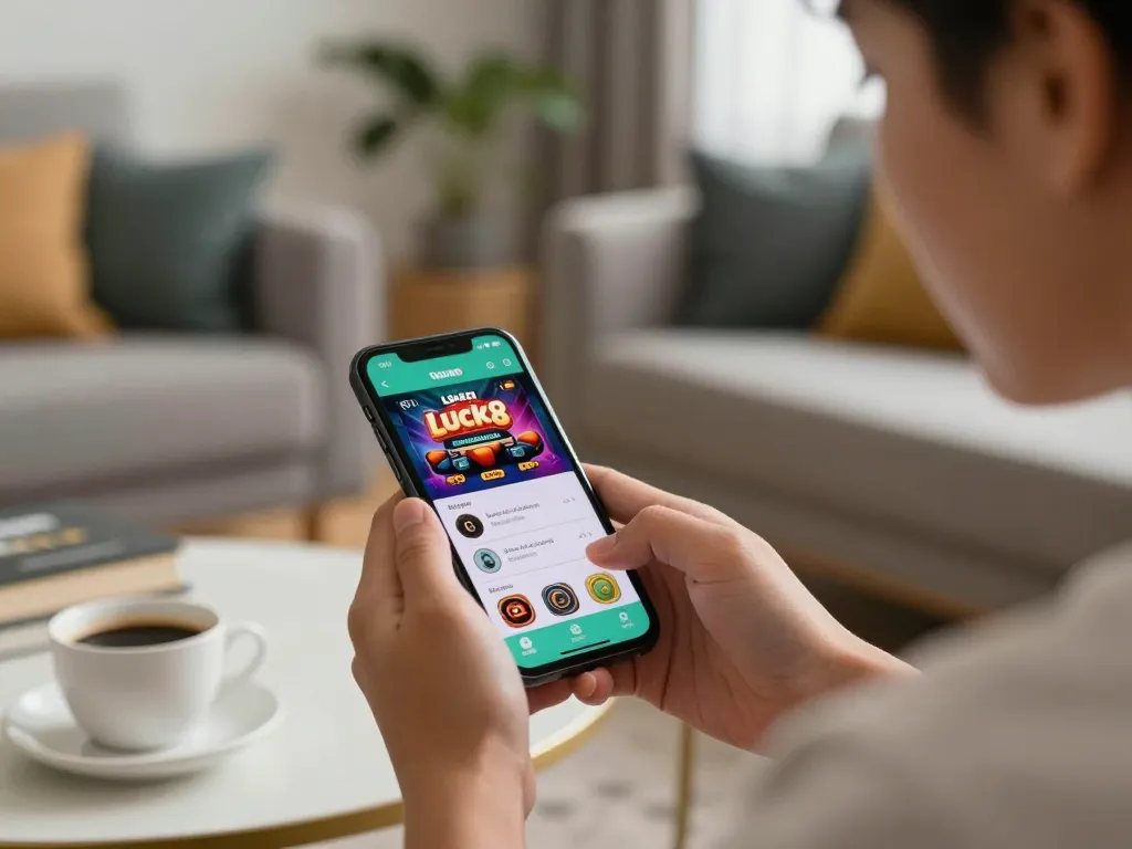 Engaging with the Luck8 app for online gambling, showcasing exciting gameplay.