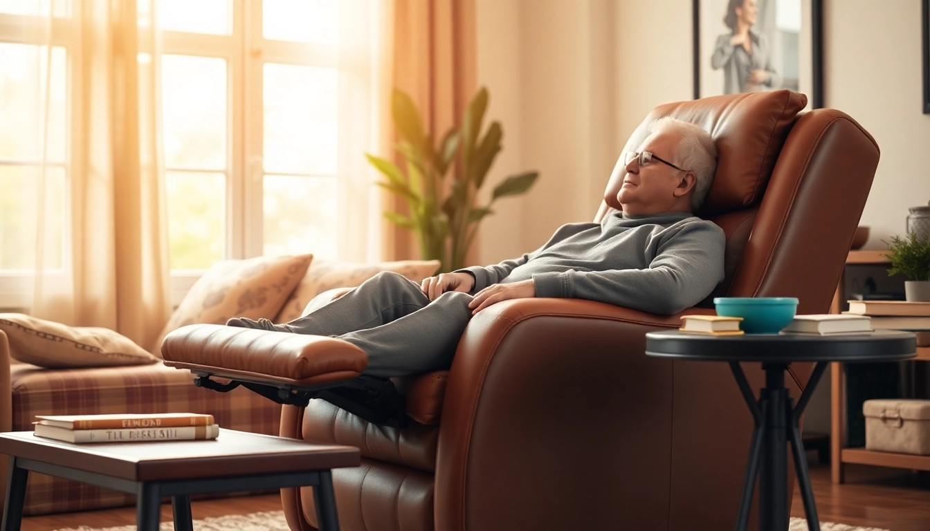 Find the best lift chair for tall person showcasing comfort in a stylish living room.