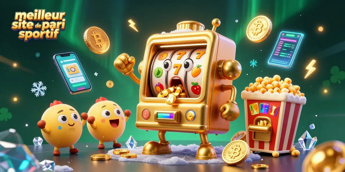 Le meilleur site de pari sportif illustre un jackpot avec une machine à sous en or et des pièces d'argent qui tombent.