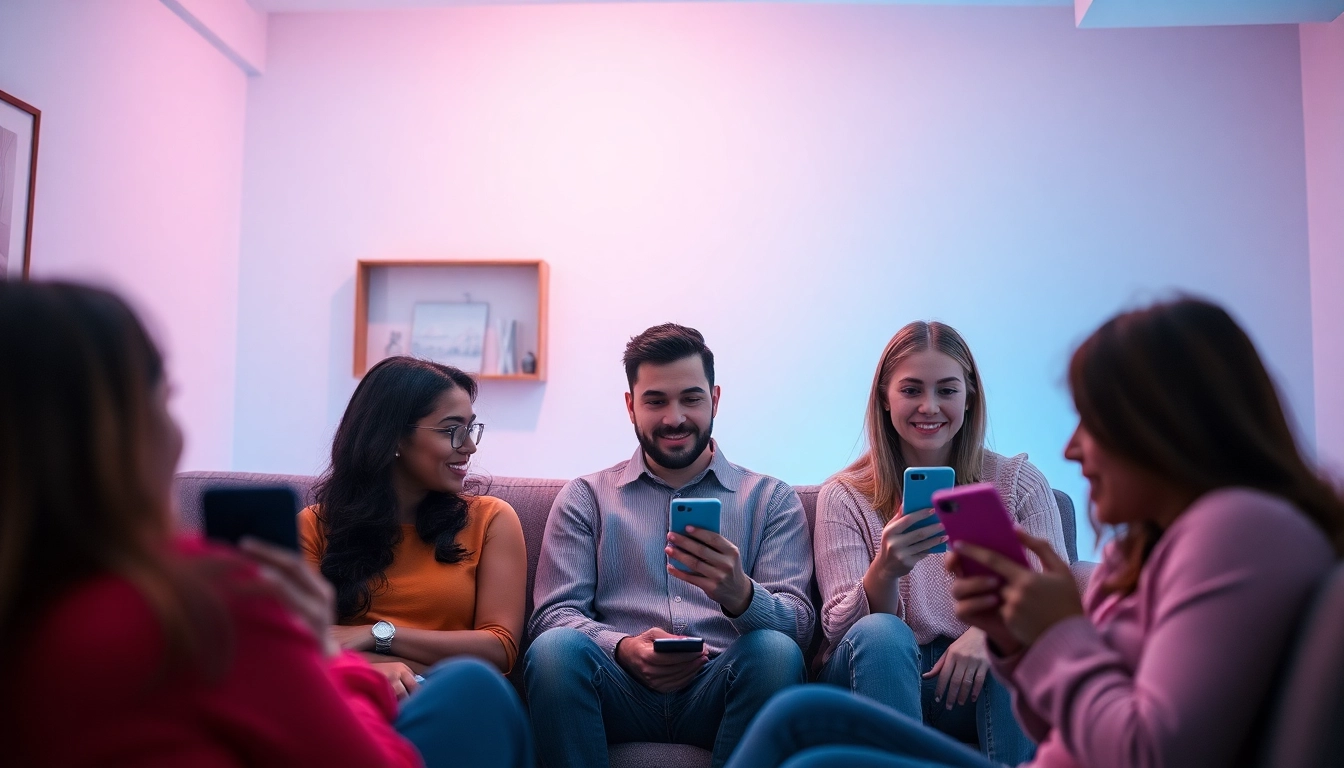Engaging sex chat platform showcasing diverse users in friendly interactions.