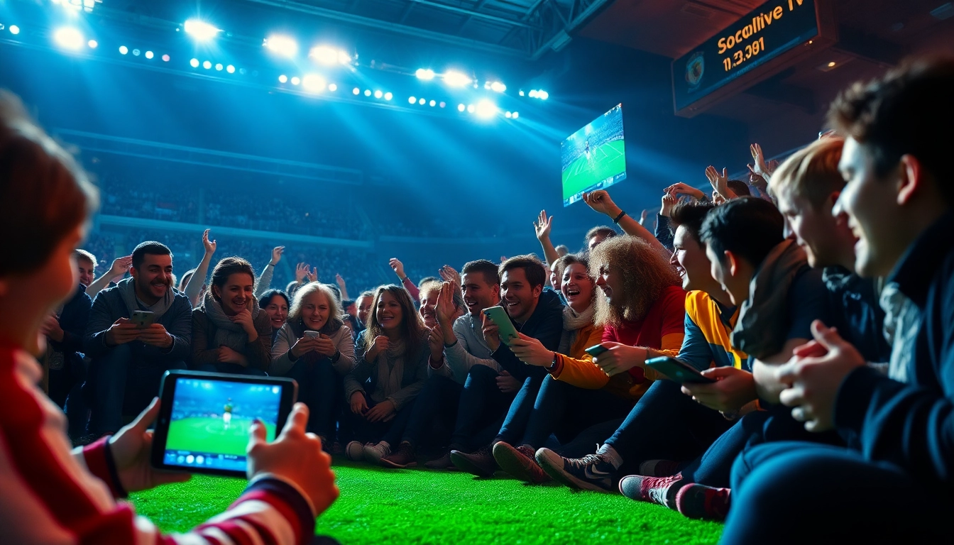 Engaged fans streaming football matches live on socolive.com.co, showcasing excitement and community.