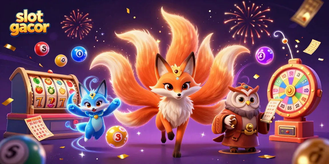 Engage with slot gacor gaming visuals, featuring vibrant characters and dynamic slot elements.