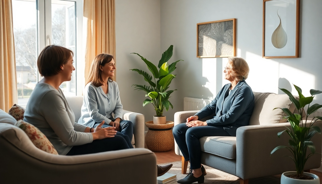 Client interaction during Donna Morgan Counselling session in a calming office environment.