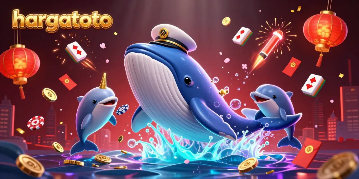 Witnessing hargatoto fun, a whale breaching through coins, surrounded by vibrant casino imagery.