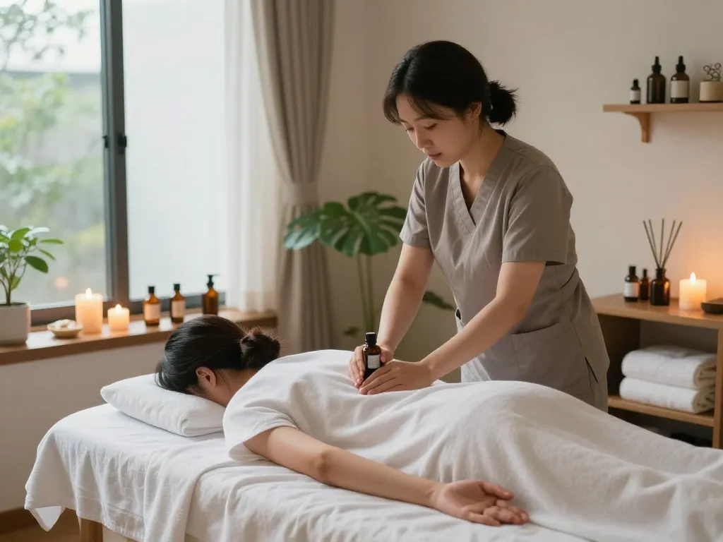 Relaxing 신사동마사지 experience at a tranquil wellness spa with soothing ambiance.