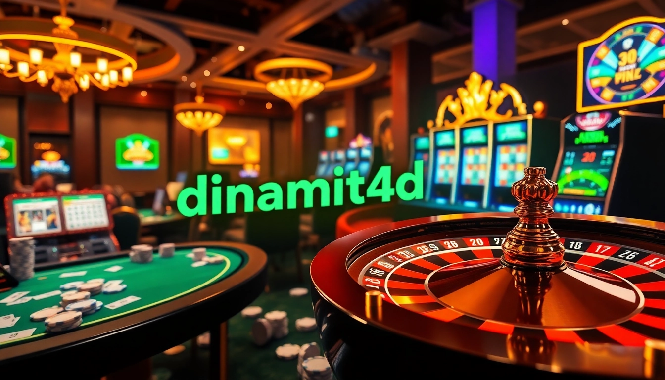 Experience exhilarating wins with dinamit4d at a lavish casino interface featuring poker chips and a roulette wheel.